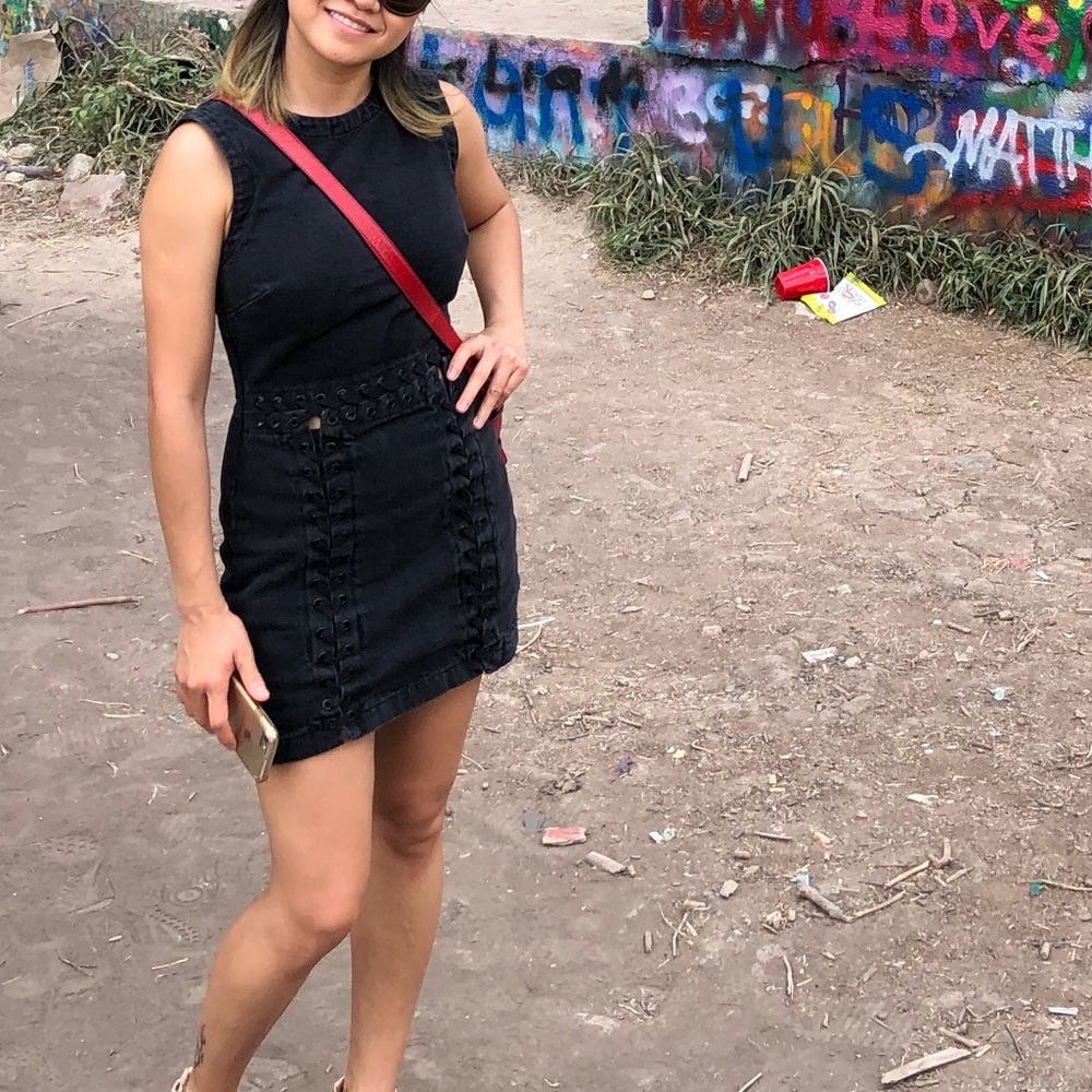 Zara black denim dress